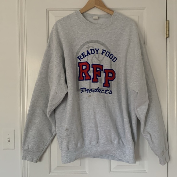 VTG 90s Big Logo Sweatshirt - Ready Food Products RFP XXL XL L - Picture 1 of 9
